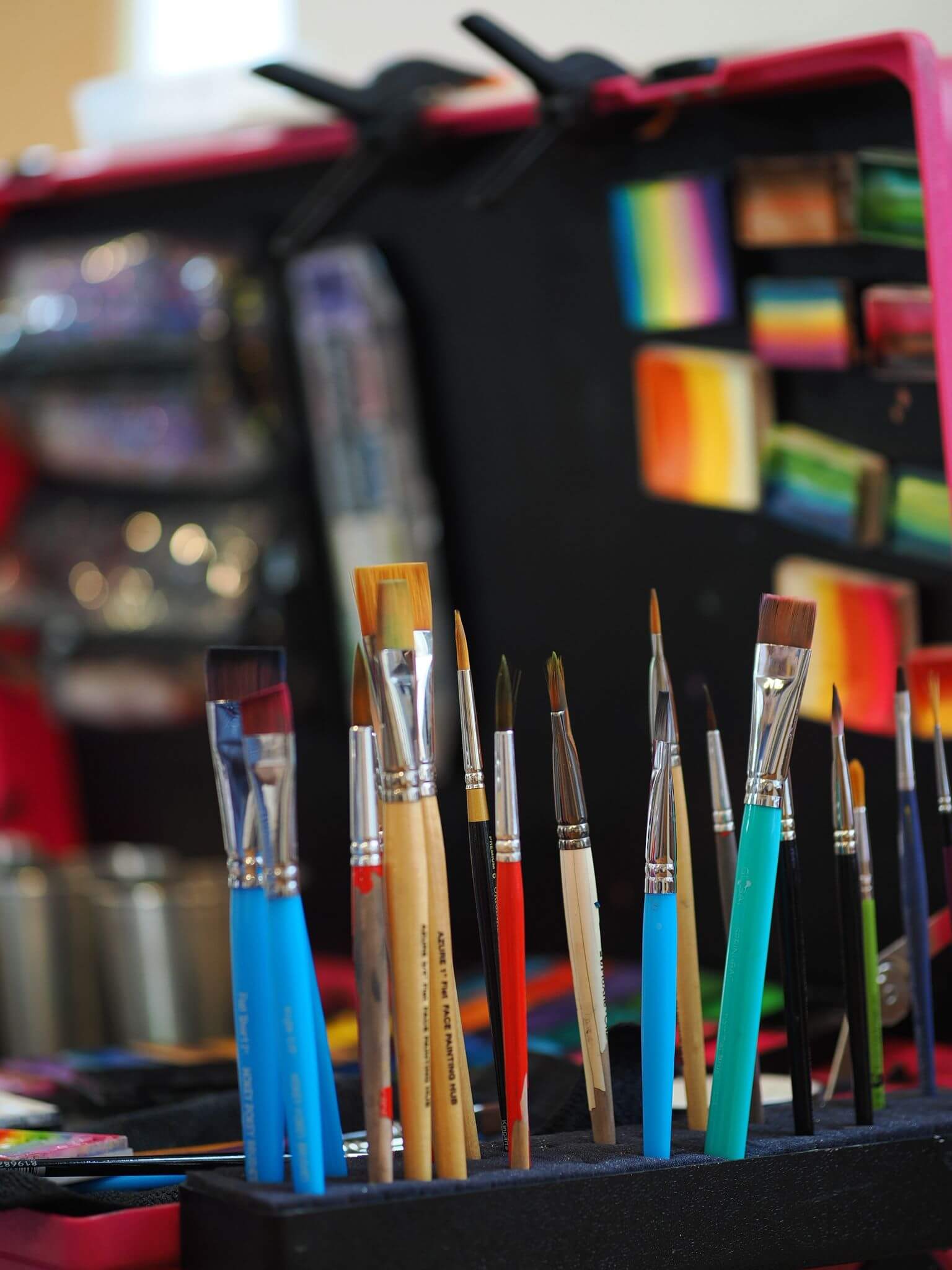 Professional face painting with brushes and colors kit in Vancouver